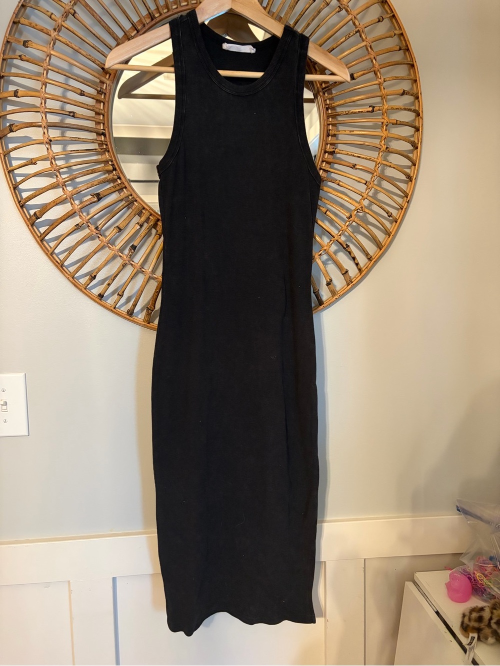 Double Zero Black Sleeveless ribbed Bodycon Midi Dress